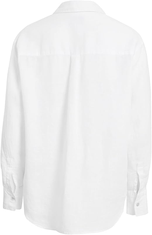 Camicia Oversize in Puro Lino Stile Girlfriend (Bianca|44) da Donna Bianco 44