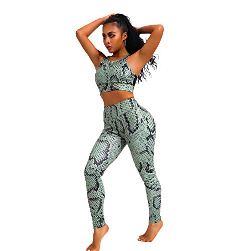 414vBE7njSL JYCDD Trajes de 2 Piezas para Mujer Leggings + Sujetador Deportivo Ropa de Yoga Traje de patrón de Serpiente Verde Claro… JYCDD Trajes de 2 Piezas para Mujer Leggings + Sujetador Deportivo Ropa de Yoga Traje de patrón de Serpiente Verde Claro…