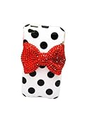 OOOUSE White Cute 3D Bling Red Bow Dot Pattern Case Cover for Apple Ipod Touch 4g 4 4th Gen