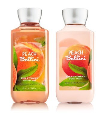 Bath & Body Works PEACH BELLINI Gift Set -- Body Lotion (8 Oz) and Shower Gel (10 Oz)