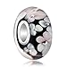 CharmSStory 925 Sterling Silver Core Flower Glass Charms Bead For Bracelets (Black)