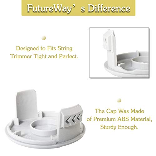 FutureWay String Trimmer Replacement Spool Line 0.08” 18-Volt 24V 40V Compatible with Ryobi One Plus+ AC80RL3, Eater String Autofeed 522994001 Cap, Cordless Trimmer Line 11ft, 8 Spools + 2 Cap