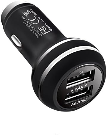 Premium Quality, Fast 24W 4.8A Output, 1 Year Warranty USB Car Charger &amp; Window Breaker for iPhone 7 / 6s / Plus, iPad Pro / Air 2 / mini, Galaxy S7 / S6 / Edge / Plus, Note 5 / 4, LG (black)