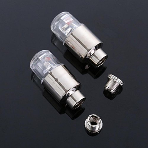 Chartsea 2pcs LED Tire Valve Stem Caps Neon Light Auto Accessories Bike Bicycle Car Auto (Red) - Thumbnail 2