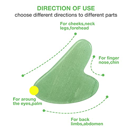 Gua Sha Facial Tool, Nature Jade Stone Guasha Massage Tool - Nature Jade Stone for Scraping Facial and SPA Acupuncture Therapy, Heart Shape Jade Trigger Point Treatment on Face