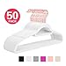 MIZGI Premium Velvet Hangers - Pack of 50 - White - Copper/Rose Gold Hooks - Non-Slip Suit Hangers, Clothes Hangers Bonus Accessory Bar for Suits, Pants, Dresses