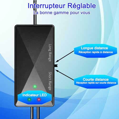 TV Antenna Amplifier, USB Powered, High Gain 25dB, Signal Booster for TNT/DVB-T2, Compatible Indoor and Outdoor Antenna, Reception Enhancement (Black)