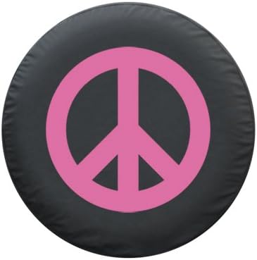 28" Peace Sign - Spare Tire Cover - (Black Denim Vinyl) - Pink