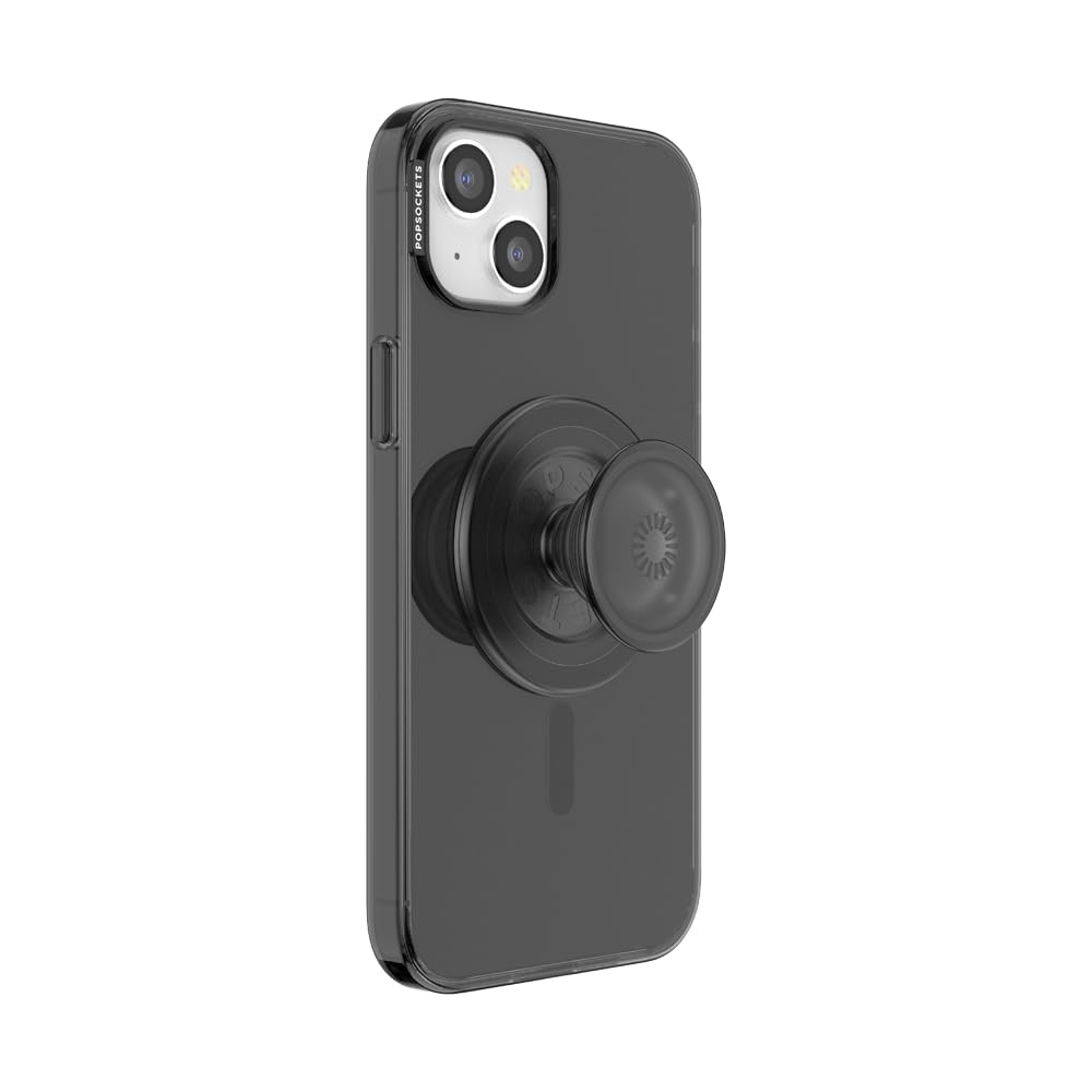 PopSockets: PopCase PlantCore for MagSafe - Plant-Based Phone Case for iPhone 15 Plus with a MagSafe Compatible PopGrip - Phone Stand and Grip with a Swappable Top - Black Transluscent