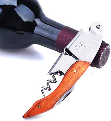 Bailyn Premium Waiter's Corkscrew All-in-one Wine Key Wood Handle,Professional multifunctional Bottle opener and Foil cutter
