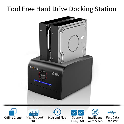 HDD Docking Station, cenmate Dual Bay USB C/USB 3.0 to SATA Hard Drive