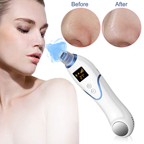 Blackhead Remover Vacuum, VICOODA Hot and Cold Care Panel Pore Cleaner 3 in 1 Rechargeable Blackhead Acne Extractor Tool with LCD Display, 5 Adjustable Suction Level and 5 Replacement Probes - Thumbnail 5