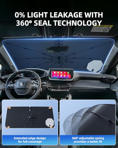 LANGBEAN [Enhanced] Sun Visor for Peugeot 208 E-208 2019-2026, Foldable Car Sun Shade Blocks UV Rays & Heat, Sun Protection Easy to Install & Fold