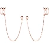 SLUYNZ 925 Sterling Silver Cuff Earrings Chain for Women Crawler Earrings Studs