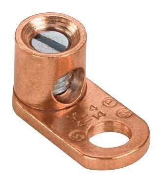 Panduit ML4-CY Barrel Post Lug, One Hole, Straight Tongue, #14 SOL - #4 STR Copper Conductor Size Range, 1/4" Stud Hole Size, 0.09" Tongue Thickness, 0.54" Width, 0.55" Height, 1.11" Overall Length