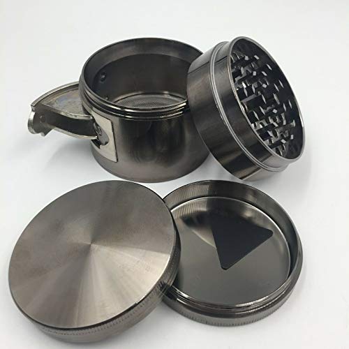 4 Piece Metal Tobacco Grinder Herb Spice Grinder Zinc Alloy Metal Grinder (Window Gun Metal)