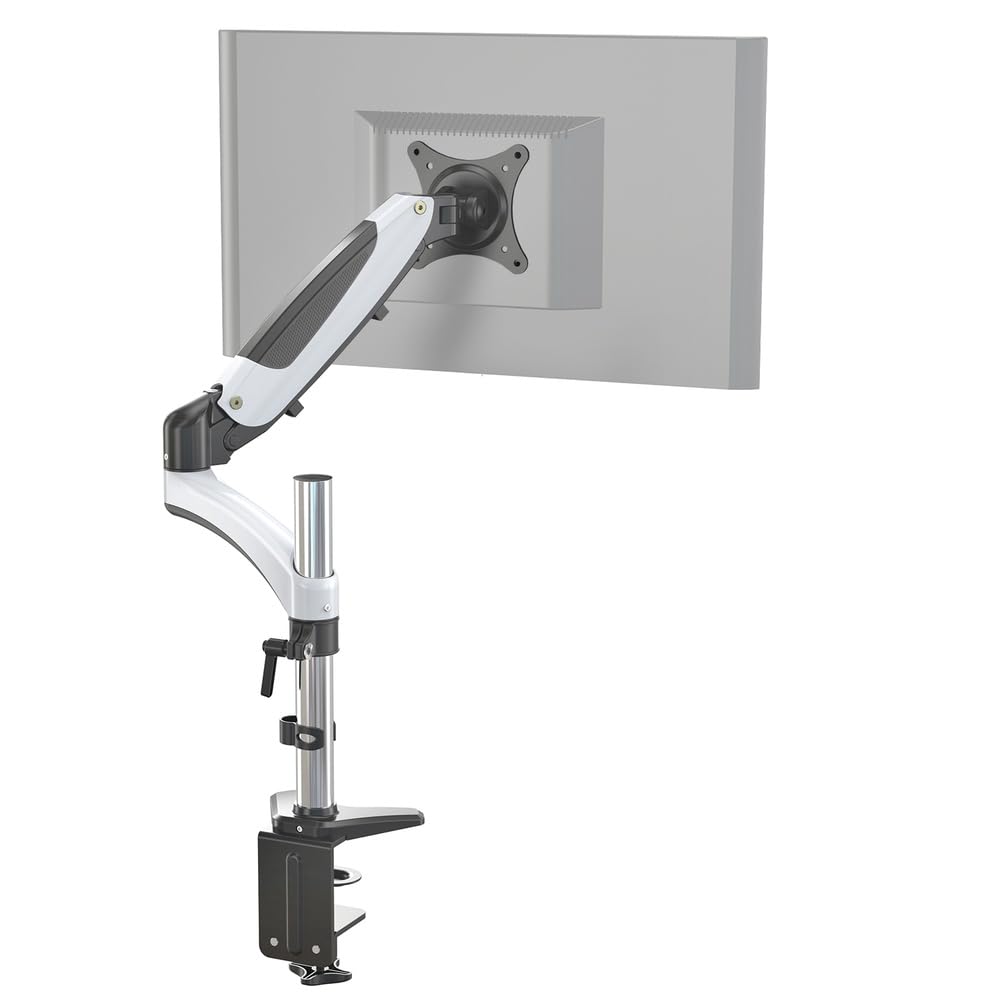 hjh OFFICE Monitor Bracket 1-Arm 15-27 Inch VM-MG1 Aluminium White/Black Monitor Arm with Gas Spring Maximum Load 8 kg 802010