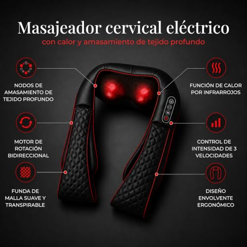 Essy Cervical and Back Massager Neck and Shoulder Massager Cervical and Back Massage Shiatsu Neck Back Massage (EU plug) | Massage Gift For Women And Men To Relax Muscles