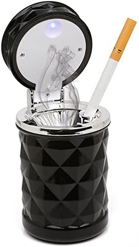 Portable Auto Car Cigarette Ashtray with Blue LED Light (Black)