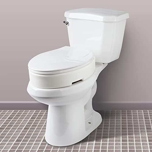 Carex Elongated Hinged Raised Toilet Seat, Adds 3.5 Inches of Height to