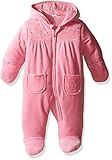 Calvin Klein Baby Girls' Hooded Velour Pram with Lace, Pink, 0-3 Months