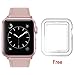 BRG Compatible with Apple Watch Band 38mm, Genuine Leather Watch Replacement Strap with Stainless Steel Buckle for Series 3 Series 2 Series 1 Sport and Edition, (Soft Pink Band+Rose Gold Buckle)
