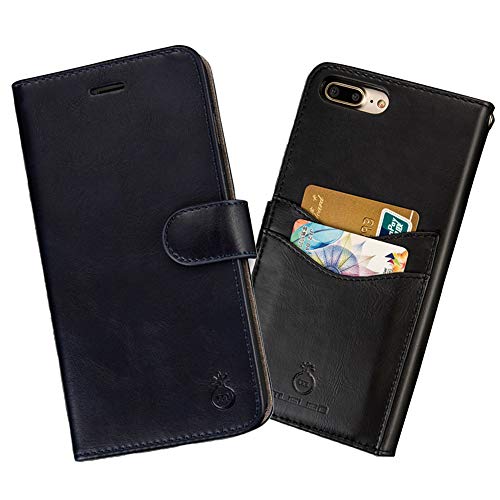 Mens iPhone 6 Plus Wallet Case,iPhone 6s Plus Wallet Phone Cover Folio Flip Cell Case Leather Case with Detachable PC Box Case Cell Phone Cover Bag with Card Slots,Cash Pocket,Magnet Closure,Black