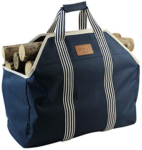 INNO STAGE 600D Extra Big Log Carrier Tote, Durable Firewood Holder,Fireplace Wood Stove Accessories Storage Bag-Blue