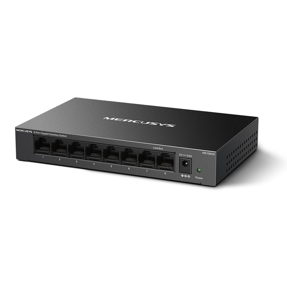 Mercusys MS108GS 8-Ports Gigabit Netzwerk Switch, Unmanaged LAN Switch Netzwerk Switch, Plug and Play, Metallgehäuse, Lüfterlos