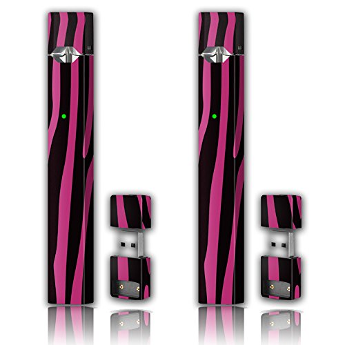 2 Pack - Juul Skin Wrap Vinyl Sticker Decal | JUUL Charger Skin & Prep Pad - Pink Zebra