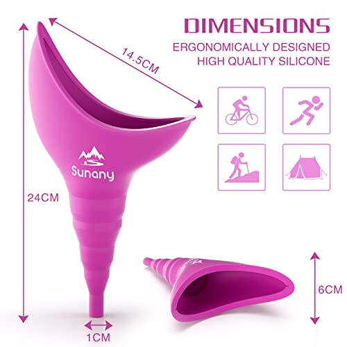 Sunany Female Urinal, Female Urinal with Silicone Funnel, Portable for Standing Female, Reusable Urinal for Female Toilet, for Outdoor, Activities, Camping, Travel