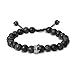 EnjoIt Couple Distance Bracelet Diffuser Beads Crown Queen Bracelets Matte Agate & White Howlite Lava Stone (Adjustable Black Crown1)
