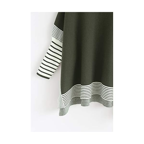 CHICWISH Women's Mustard/Black/Caramel/Olive/Grey Striped Oversize Soft Knit Cape Sweater Pullover - Image 4