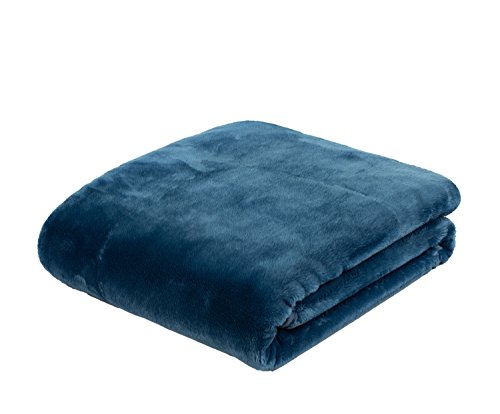 Goezze - Premium Cashmere-Feeling Wohn- und Kuscheldecke, 500 g/m², 180 x 220 cm - Blau