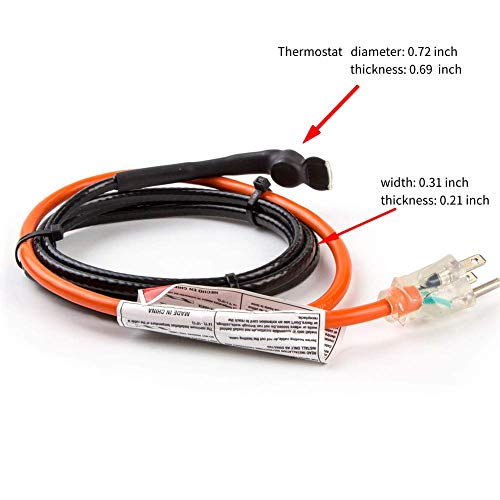 HEATIT HISD 6-feet Pipe Heating Cable with with Built-in Thermostat, Black