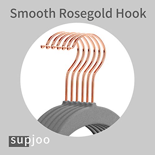 Premium Velvet Hangers Rose Gold Swivel Hooks - Felt Hangers-HeavyDuty Non Slip Sturdy Suit Hangers-Space Saving Clothes Hangers 50 Pack for Skirts Coats (Gray)