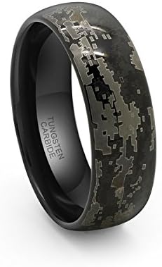 GoldWheel Jewelry 8mm Tungsten Carbide Black Hunting Camouflage Wedding Band Camo Engagement Ring