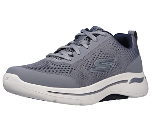 Skechers Men's Go Walk Arch Fit Engineered Mesh Lace Up Sneaker, Grey/Navy, 14…