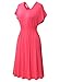 Bulotus Women's Short Sleeve Double V-Neck Cotton Jersey Casual A-line Dress
