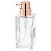 mDesign Square Glass Refillable Liquid Soap Dispenser Pump Bottle for Bathroom Vanity Countertop, Kitchen Sink - Holds Hand Soap, Dish Soap, Hand Sanitizer, Essential Oils - 2 Pack - Clear/Copper