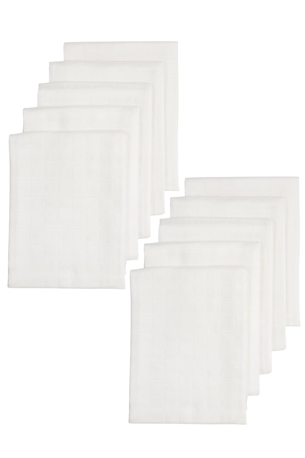 Meyco Baby Muslin Nappies Pack of 10 (100% Hydrophilic Cotton Cloth Nappies, Burp Cloths, Super Soft, Good Moisture Absorption and Quick Drying, Size: 70 x 70 cm), White