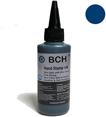 Royal Blue Color Re-Entry Stamp Ink by BCH for Event Admittance - Skin-Safe with Aloe Vera Extract - 3 oz Royal Blue