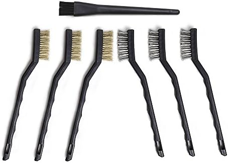 Mini Wire Brush Set for Cleaning Welding Slag and Rust, 7 Pack, Stainless Steel, Brass and Nylon