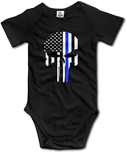 Duola Infants Boy's &amp; Girl's Thin Blue Line Short Sleeve Bodysuit Baby Onesie For 6-24 Months Black 12 Months