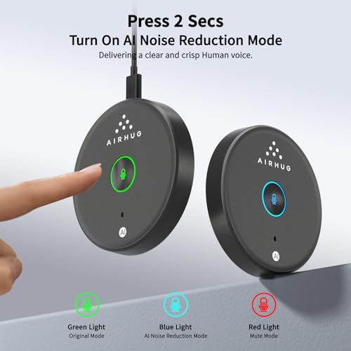 AIRHUG USB Microphone No Speaker, Desktop Computer Mic, Mute Button with LED Indicator,AI Noise Reduction,Plug & Play Omnidirectional Condenser PC Laptop Mics,for Online Calls/Class/Recording Video