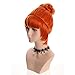 yuehong Short Orange Bun Women Wig Bangs Updo Anime Cosplay Costume Hair Heat Resistant Synthetic Fibers Durable Breathable Wig
