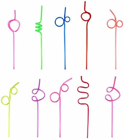 10pcs/pack Colorful Straw Crazy Curly Loop Mixed Colors Plastic Drinking Straws for Birthday Party Bar