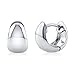 BERRICLE Rhodium Plated Sterling Silver Dome Fashion Hoop Huggie Earrings 0.4