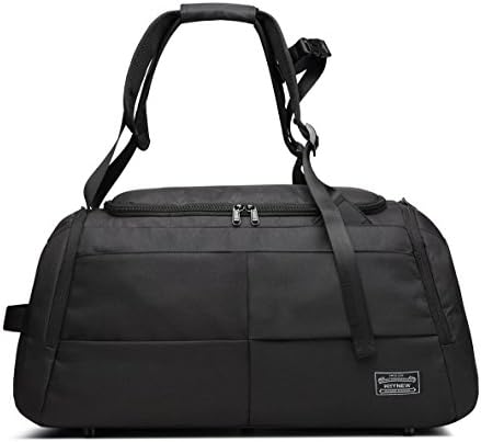 KEYNEW Duffel Bag Convertible to Backpack, Anti Theft Multipurpose Travelling Gym Sports with Shoe Compartment, Black