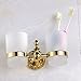 Leyden Wall Mount Bathroom Golden Ti-PVD Finish Brass Material Double Tumbler Toothbrush Holder
